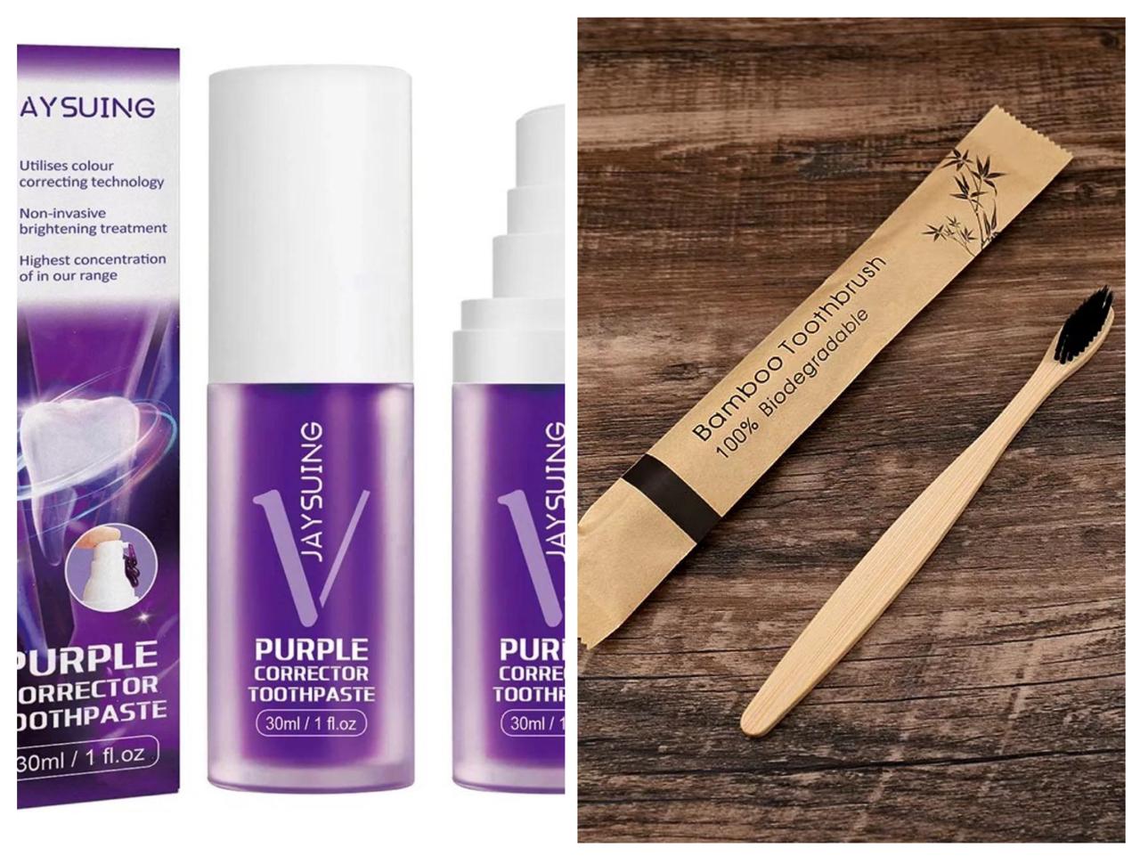 CREMA BLANQUEADORA PURPLE- ¡Lleva GRATIS un Cepillo de Bambú! - ¡Tu sonrisa merece lo mejor!💥 ¡Aprovecha las últimas unidades!💥